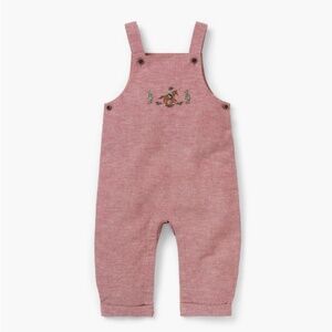 Janie and Jack Red Baby Cowboy Linen-Cotton Overall with Cuffed Leg and Buttons
